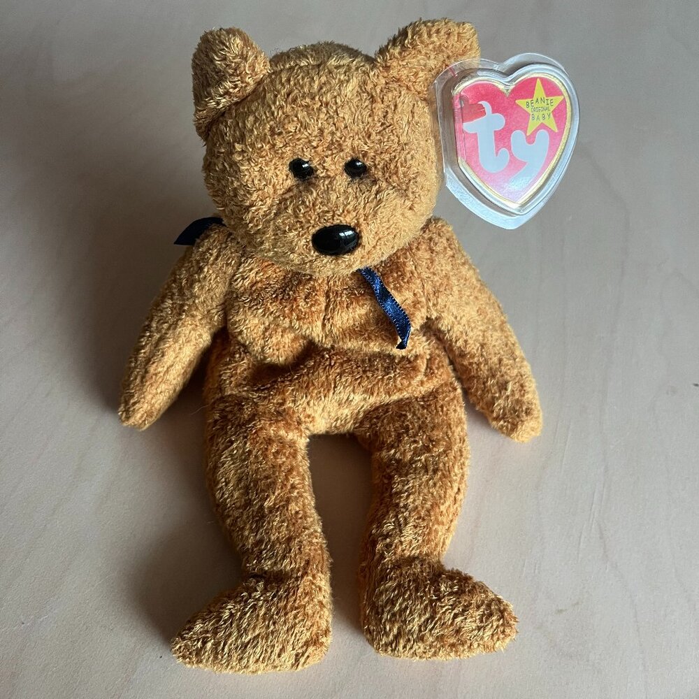 🔥3/$20 - Vintage TY Beanie Baby – Fuzz the Bear (1998) – EUC with tag
